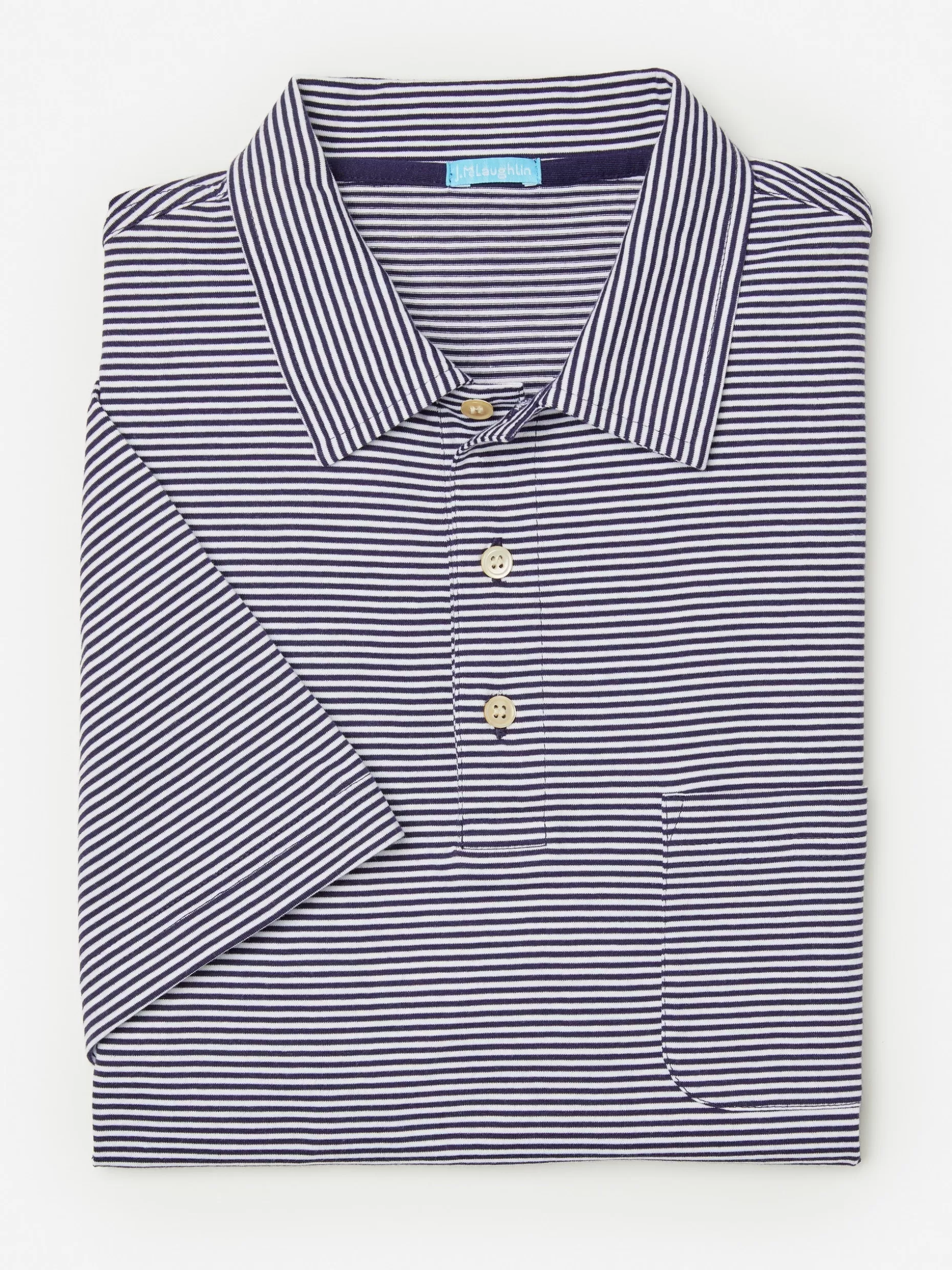 J. McLaughlin Callahan Cotton Polo In Stripe- Knits & Polos