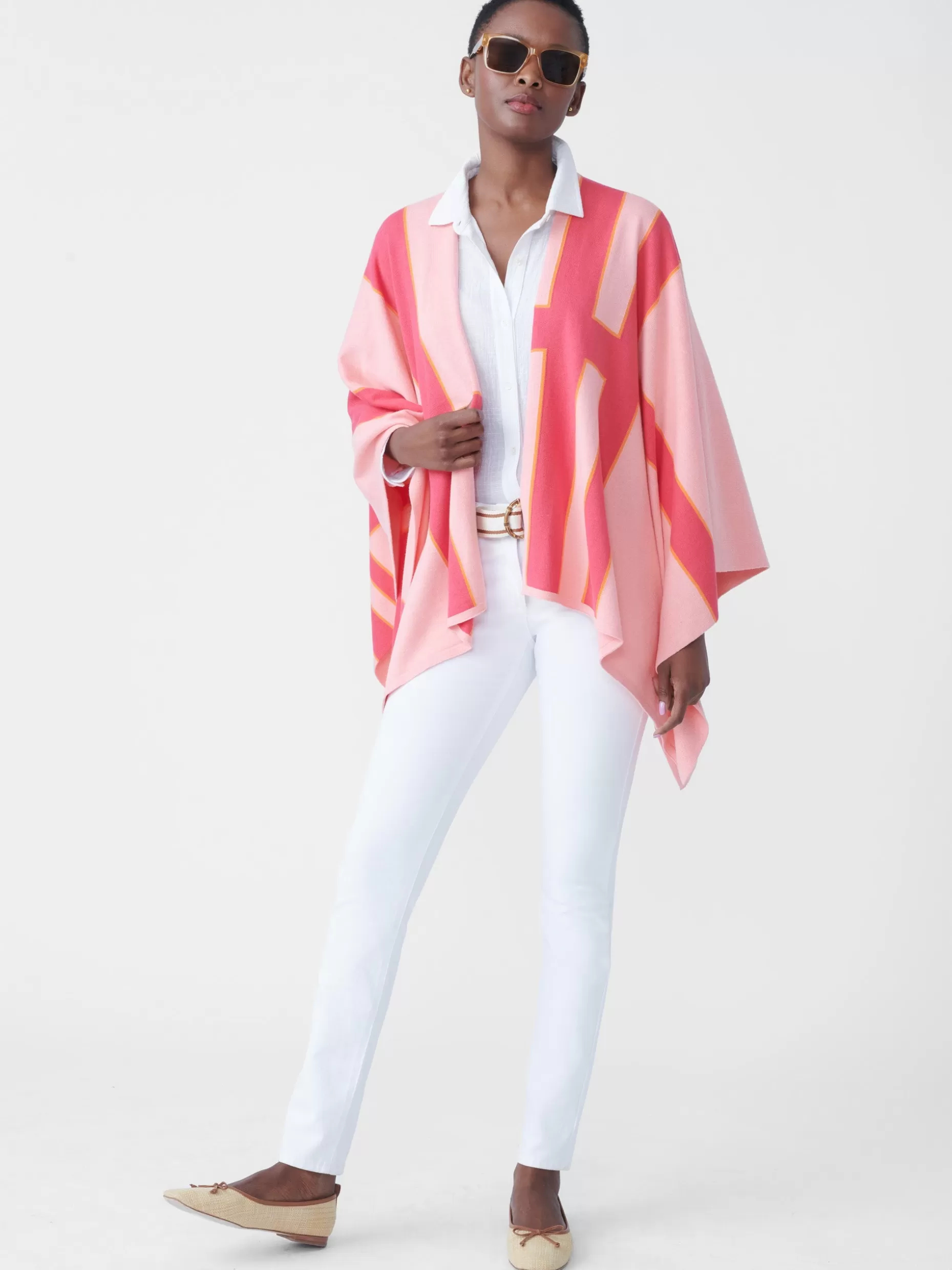 J. McLaughlin Giulietta Wrap In Block Stripe-Women Jackets & Outerwear | Sweaters
