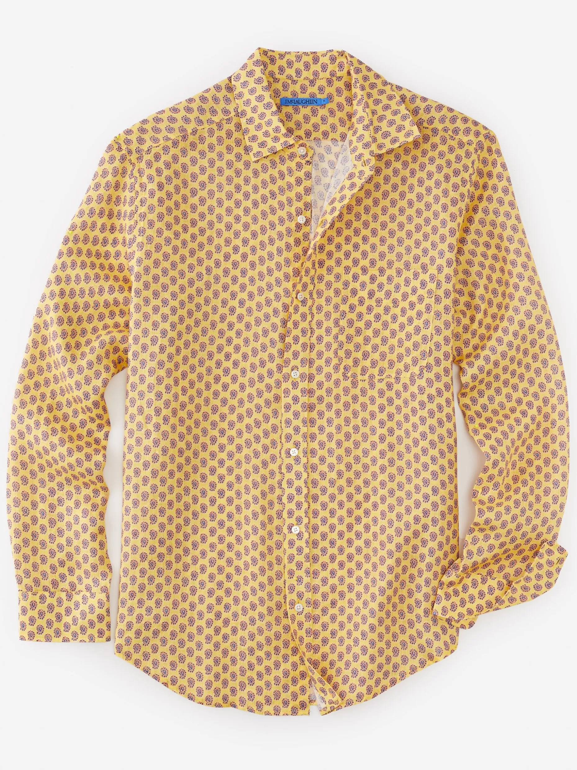 J. McLaughlin Gramercy Classic Fit Linen Shirt In Mini Surf Paisley- Shirts