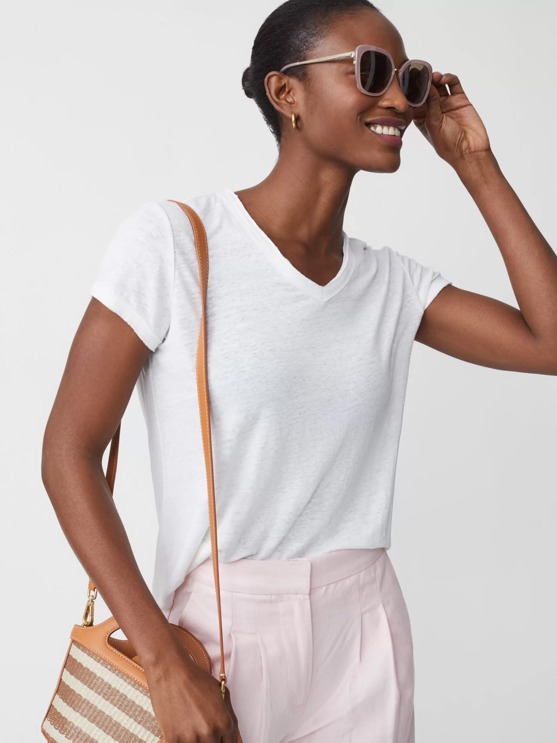 J. McLaughlin Kacey Linen Tee-Women Tops | Tees