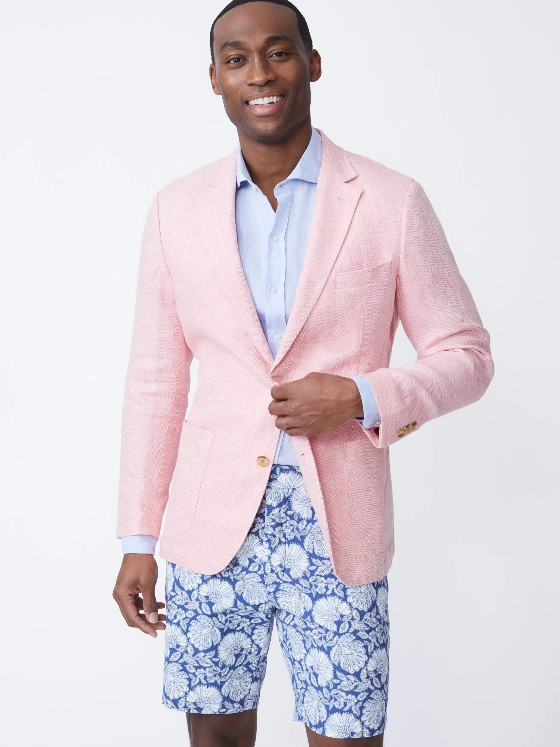 J. McLaughlin Lisbon Linen Blazer In Herringbone- Jackets & Outerwear | Sport Coats