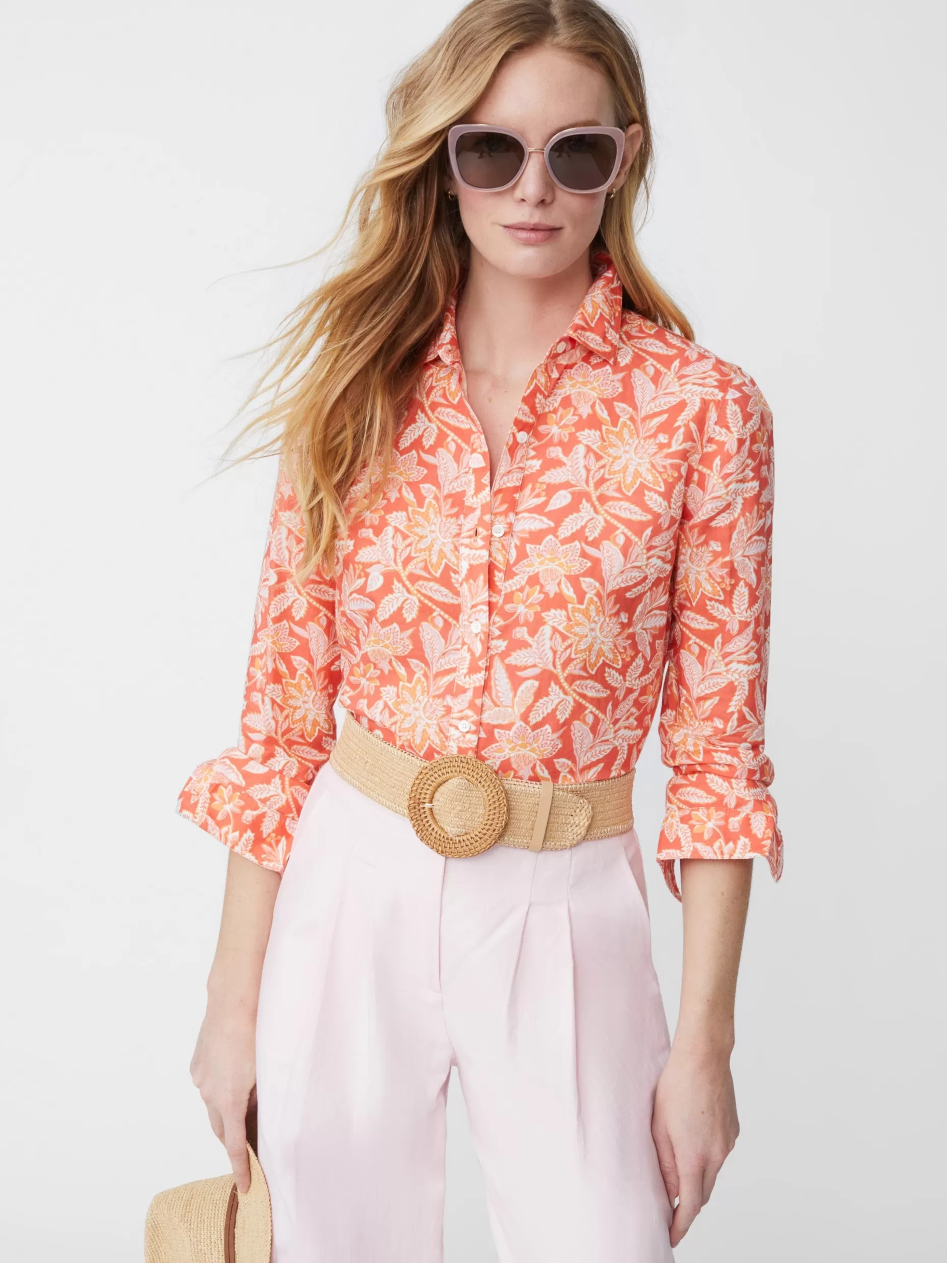 J. McLaughlin Lois Linen Shirt In Bloomsbury-Women Tops