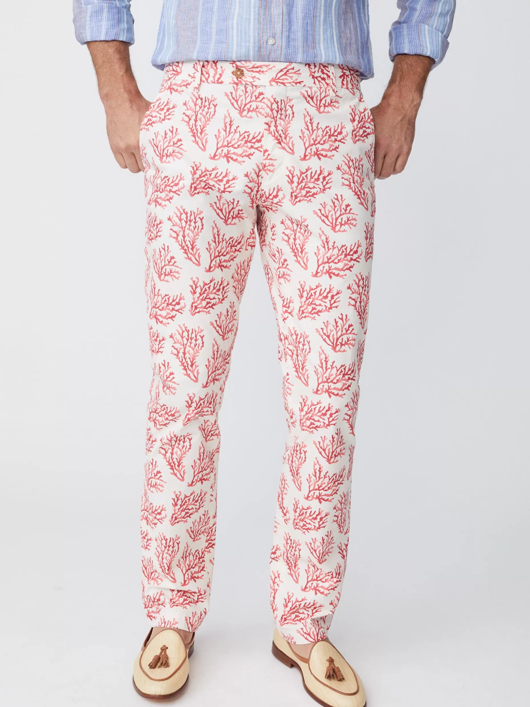 J. McLaughlin Lukas Pants In Mega Coral Cay Texture- Pants