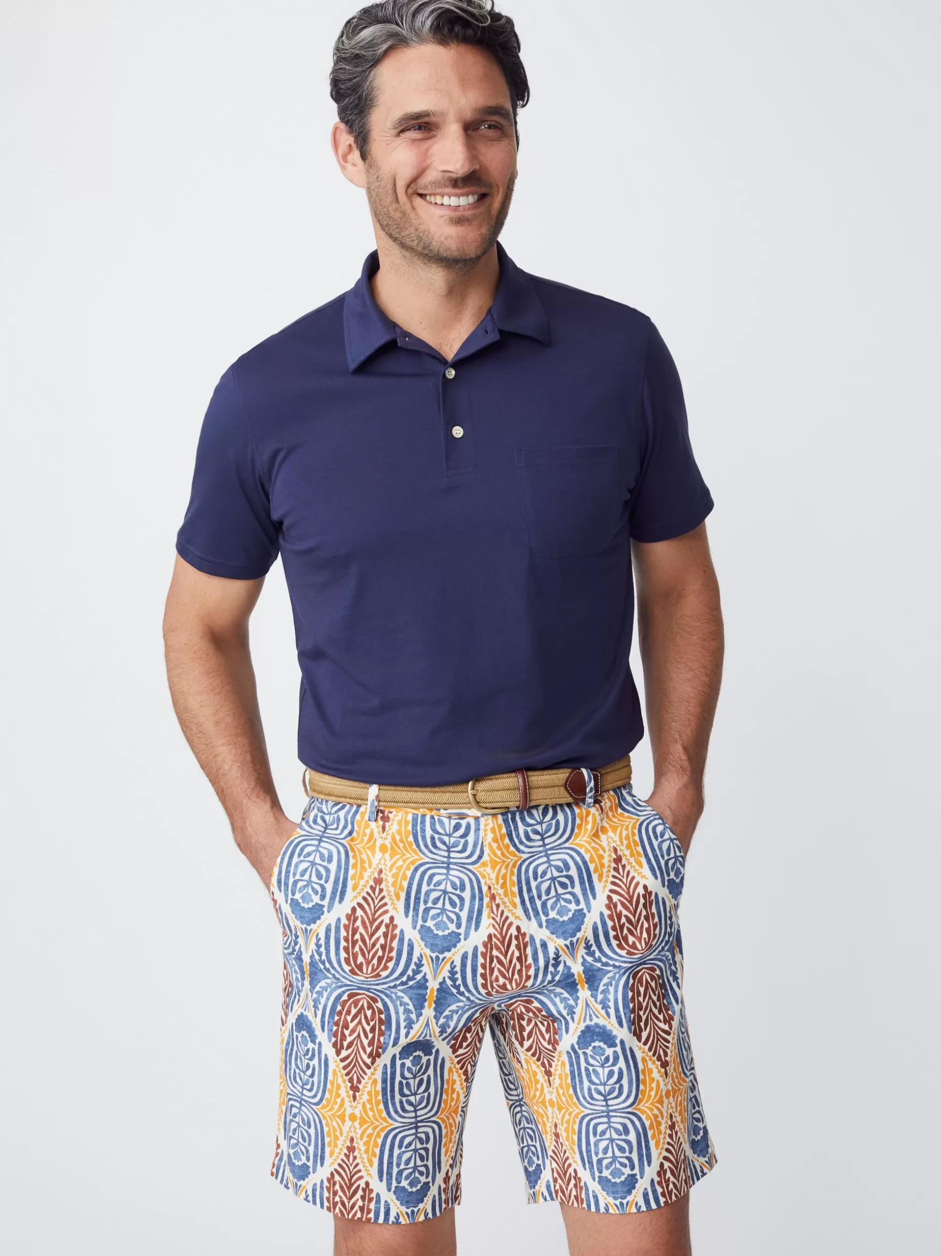 J. McLaughlin Oliver 9” Italian Twill Short In Mini Carriage House- Shorts