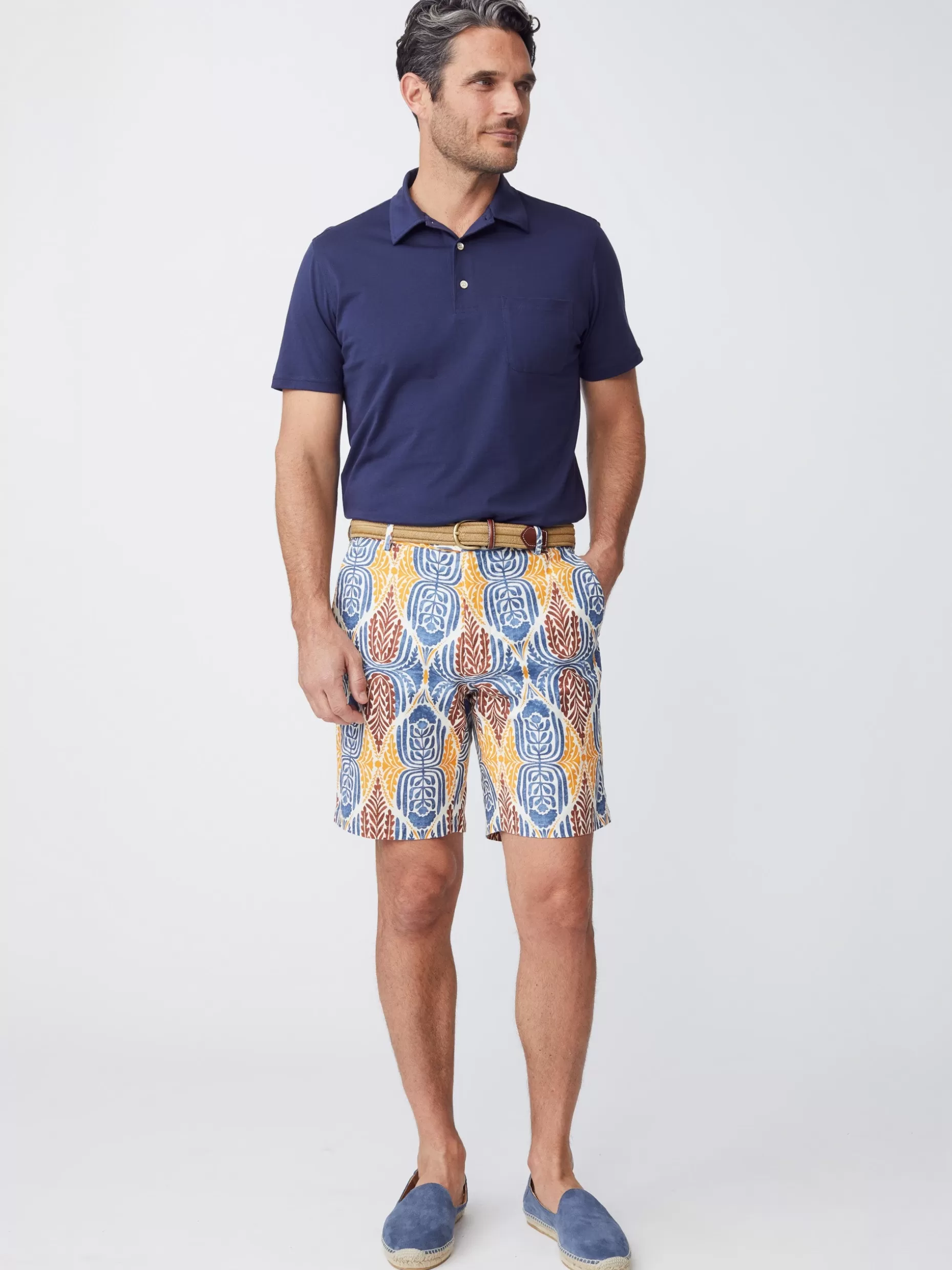 J. McLaughlin Oliver 9” Italian Twill Short In Mini Carriage House- Shorts
