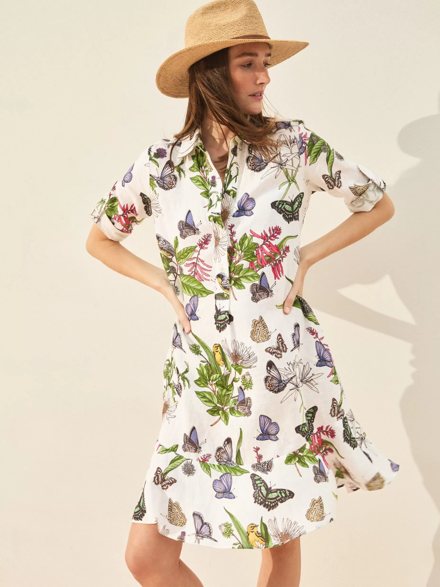 J. McLaughlin Wellesley Linen Dress In Jardin Mariposa-Women Dresses