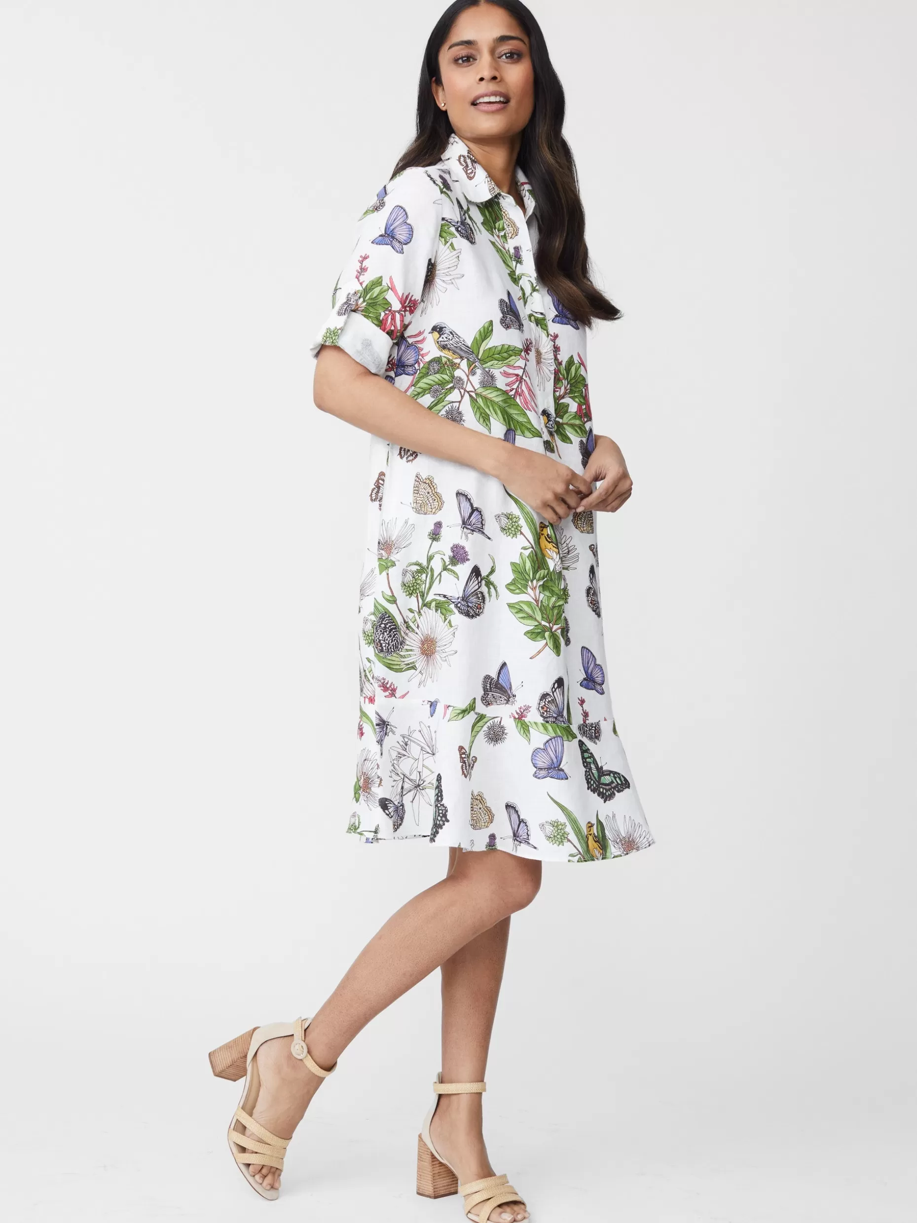 J. McLaughlin Wellesley Linen Dress In Jardin Mariposa-Women Dresses