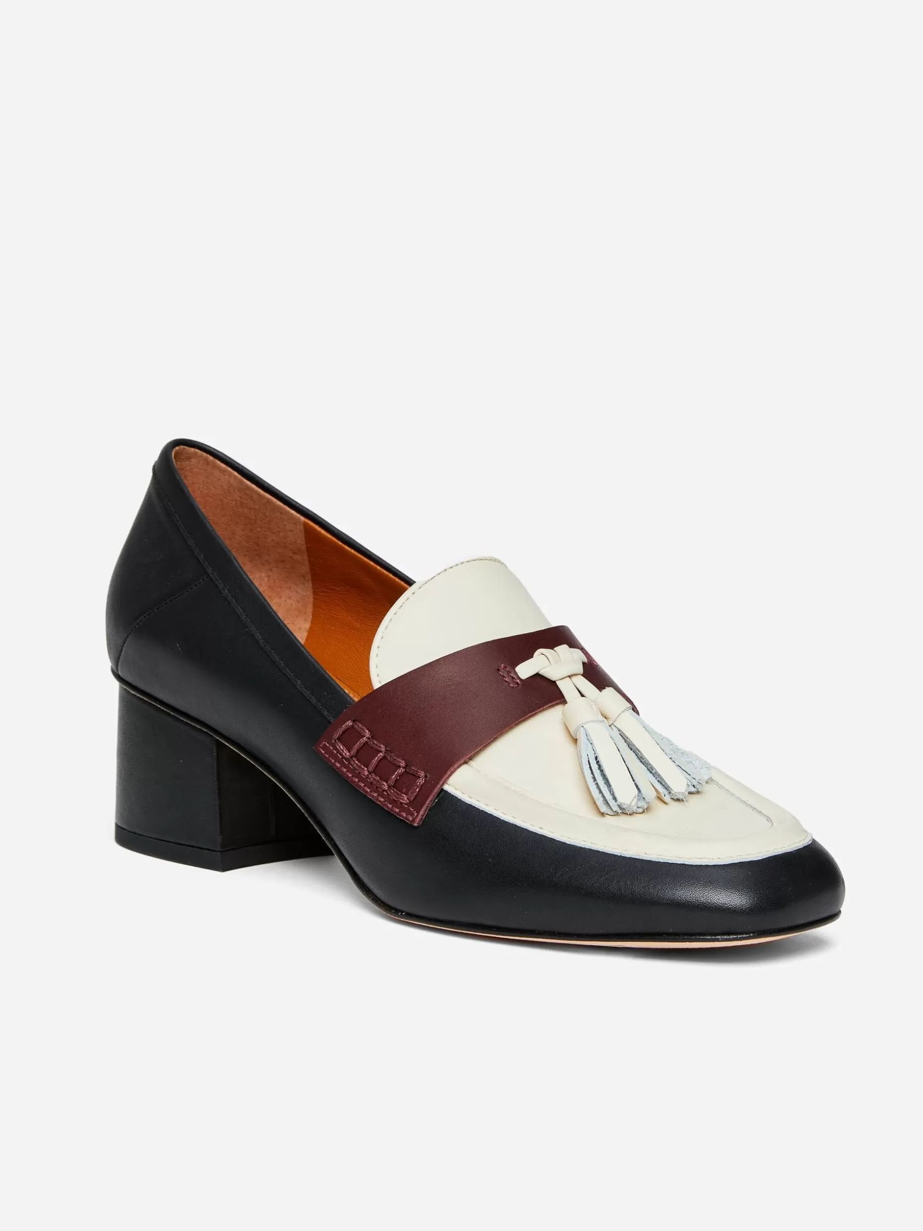 J. McLaughlin Wenona Leather Heeled Loafers In Color Block-Women Loafers